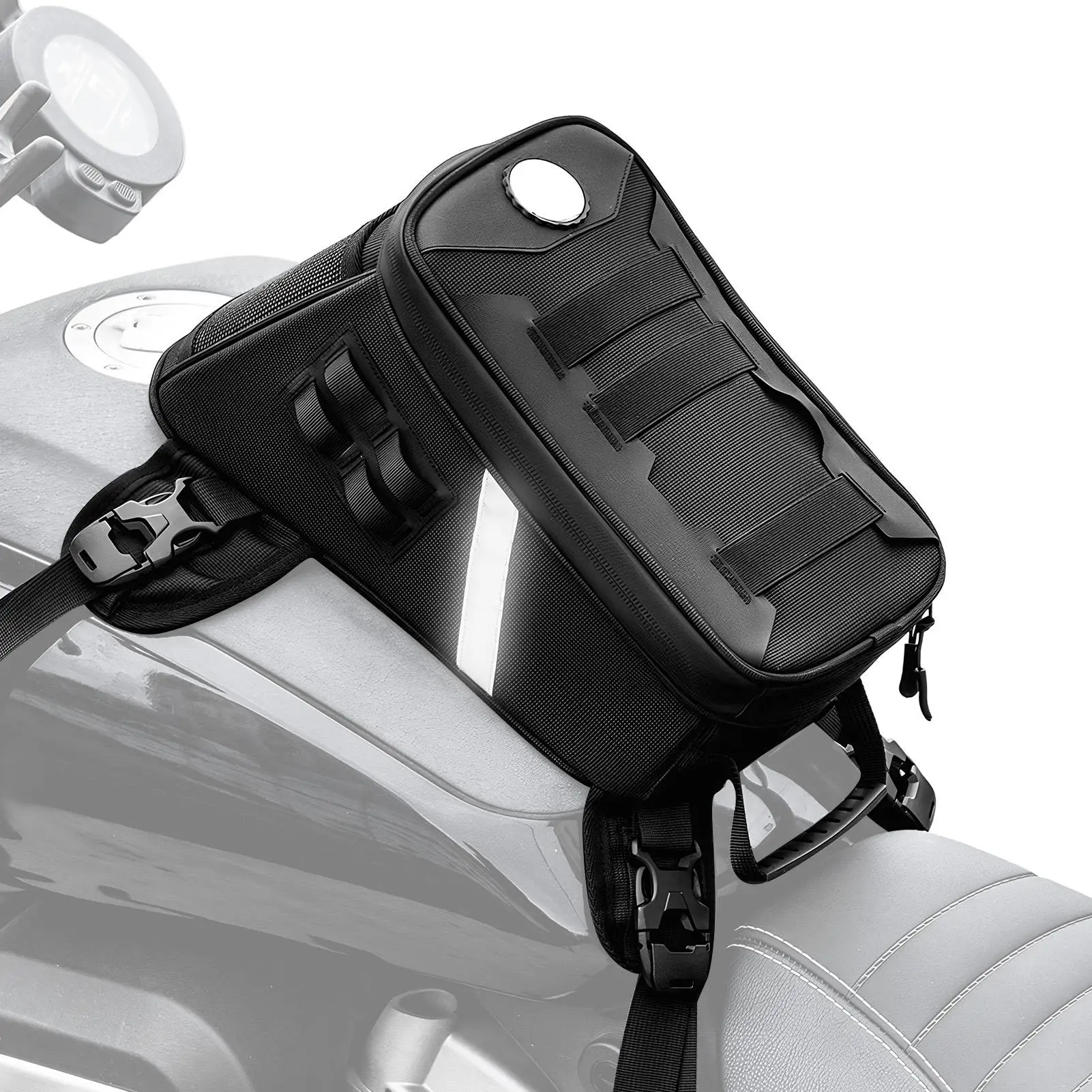 Motorcycle Fuel Tank Bag 5L Anti-Slip Reflective Organizer With Elastic Strap Multifunctional Handbag Navigation Bag