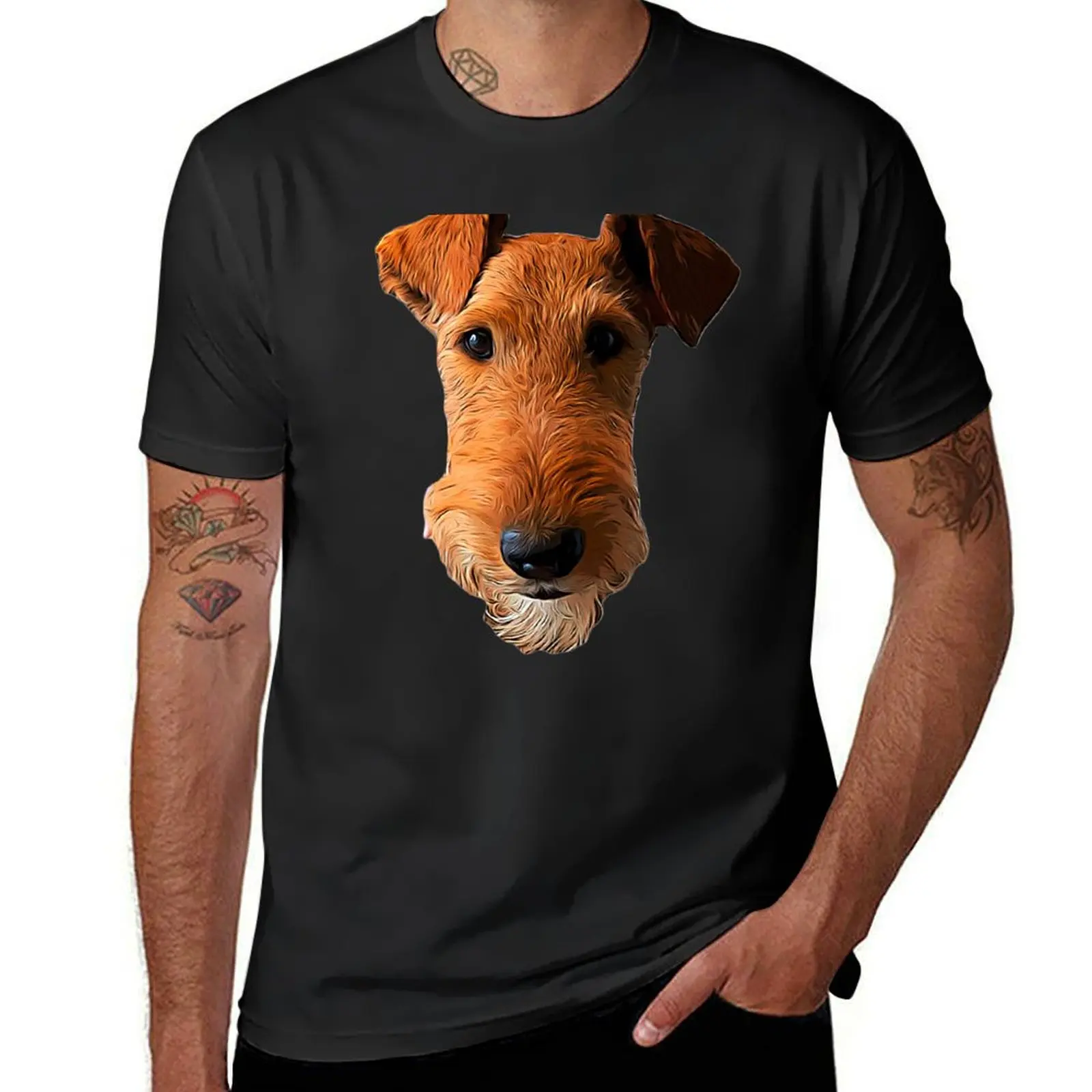 

Airedale Terrier Head Art Lakeland Welsh T-Shirt hippie clothes shirts graphic tees vintage clothes T-shirt men