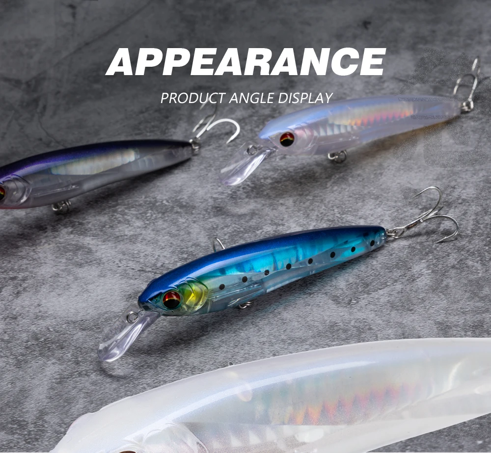 Hunthouse Schwimmender Minnow-Angelköder Kristallprisma-Blitzwobbler Hartköder 100mm/17,5g Künstlicher Hecht Salzwasser-Angelzubehör – Detail 8