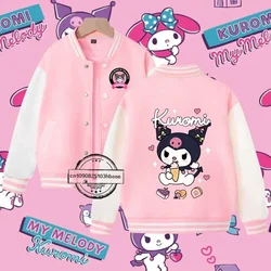 Baseball uniform Sanrio 1-14 yrs gift Kulomi Cartoon Printed Boys and girls Kawaii Fall/Winter Jacket Sweatshirt Super cute