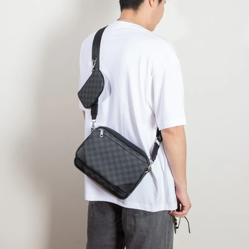 حقيبة كروس عصرية للرجال ثلاثة في واحد تصميم حقائب كروس للرجال بطباعة شعرية ماسية حقيبة كتف ساعي البريد للرجال #5