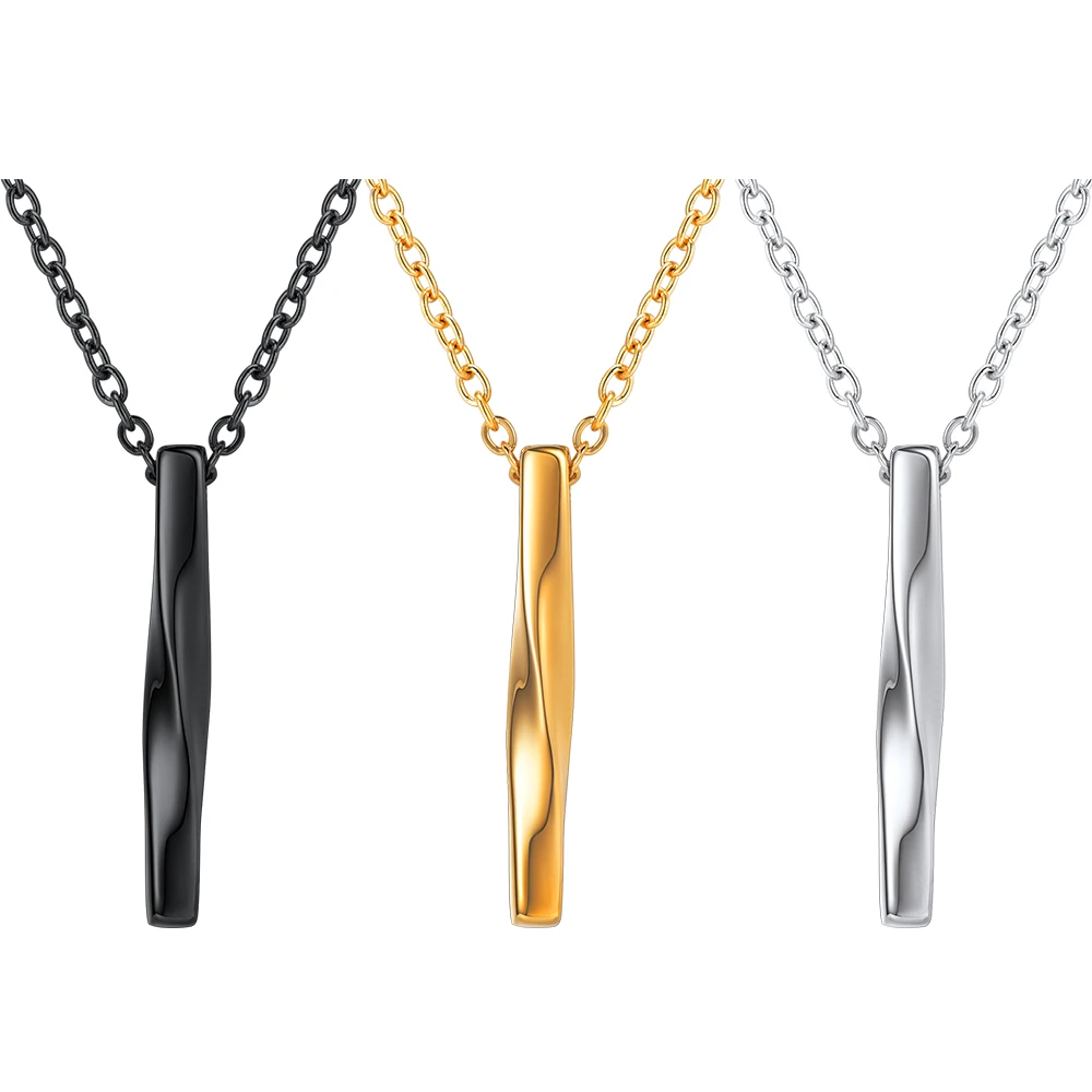 316L Stainless Steel Twristed Bar Necklaces for Woman Mobius Pendant Romantic Love Statement Jewelry Gift