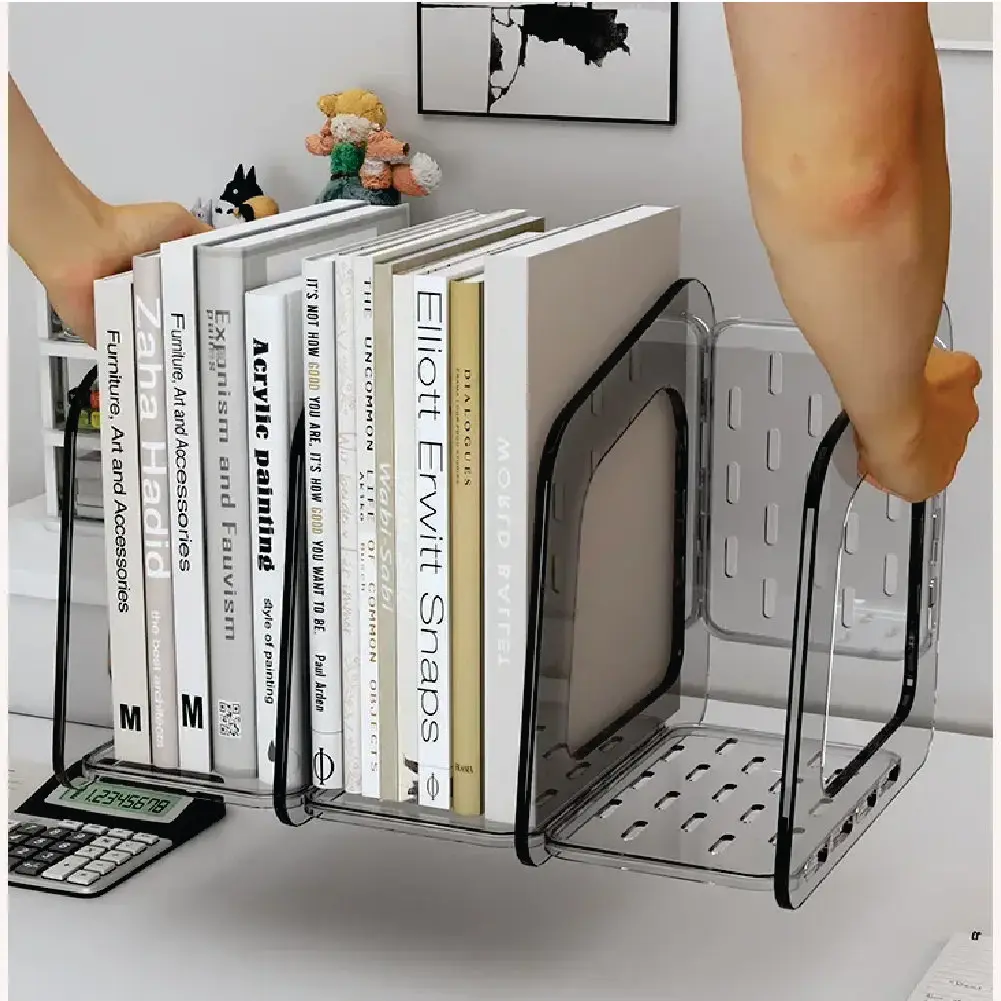 A4 Acrylic Vertical Stationery Shelf Transparent PET Desktop File Storage Box Book Artifact Desktop Organizer