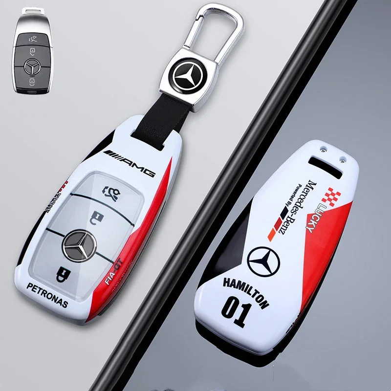 Car Racing Style Design Key Case Cover Shell For Mercedes Benz A C E S G Class GLC CLE CLA GLB GLS W177 W205 W213 W222 X167 AMG