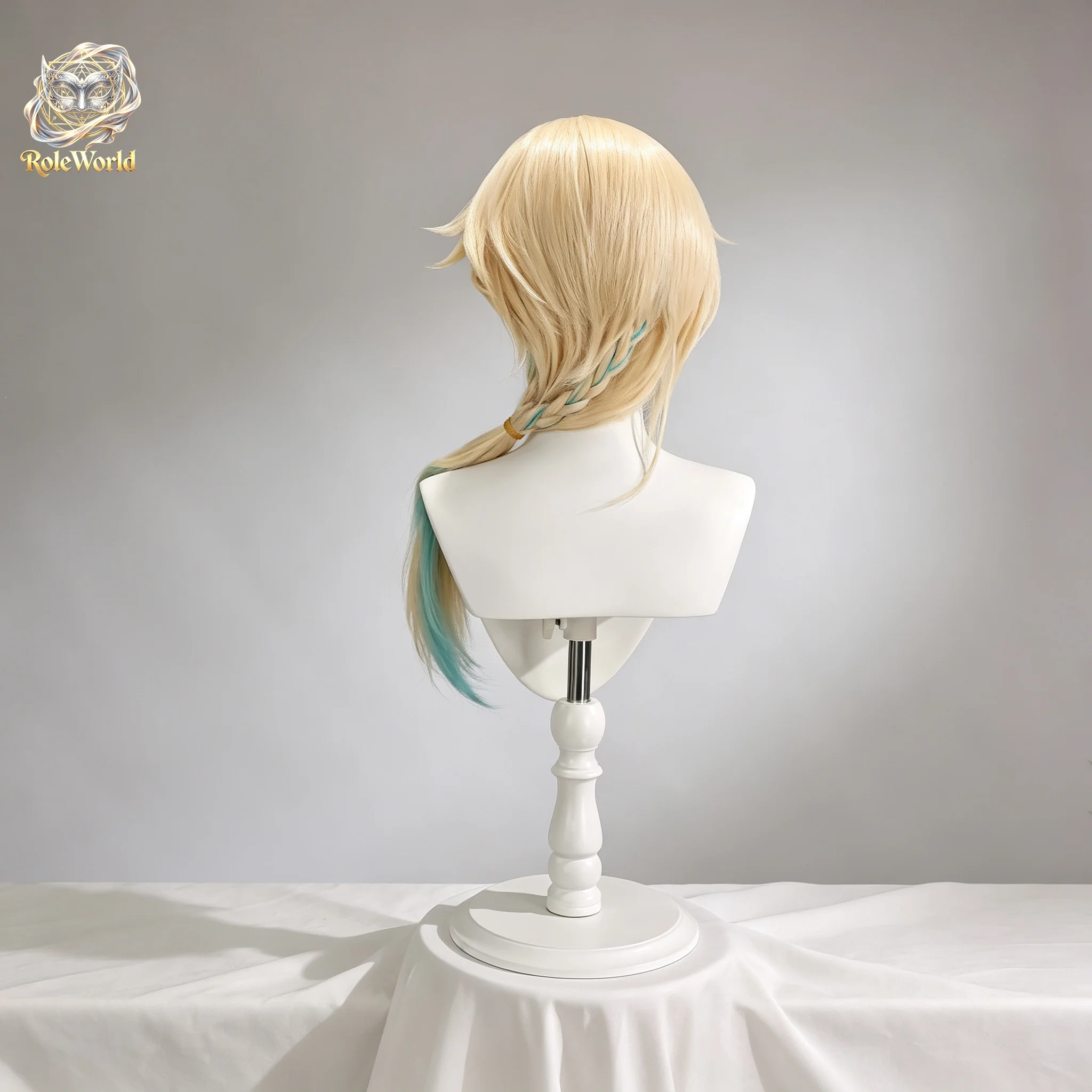 Honkai Star Rail Aventurine Wave Drama Ver Cosplay Wig With Hair Extensions Heat Resistant Hair For Halloween Comic Con Shooting view 4