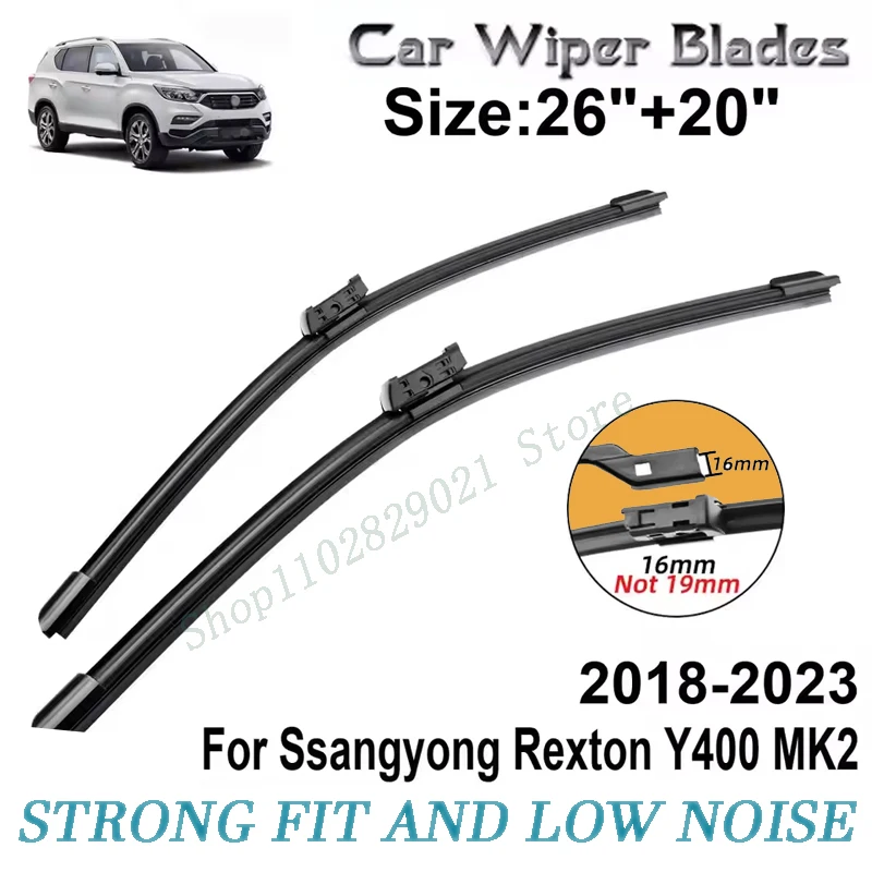 

2PCS Wiper Blades Set Kit For Ssangyong Rexton Y400 MK2 2018-2023 Front Windshield Brushes Windscreen Window Accessories