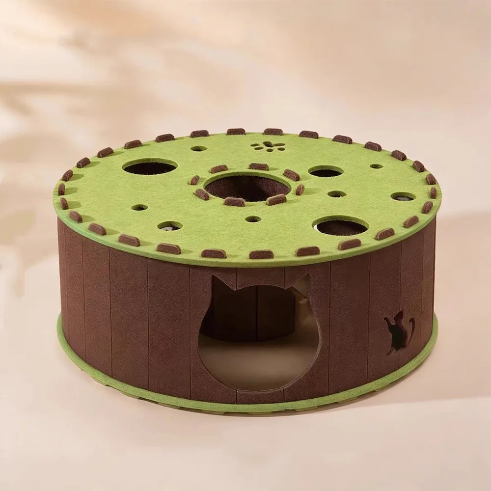 Wear-Resistant Cat Tunnel House Non-Shedding Breathable Cat Hiding Nest Removable Half-Closed Felt Cat Tunnel Home Indoor
