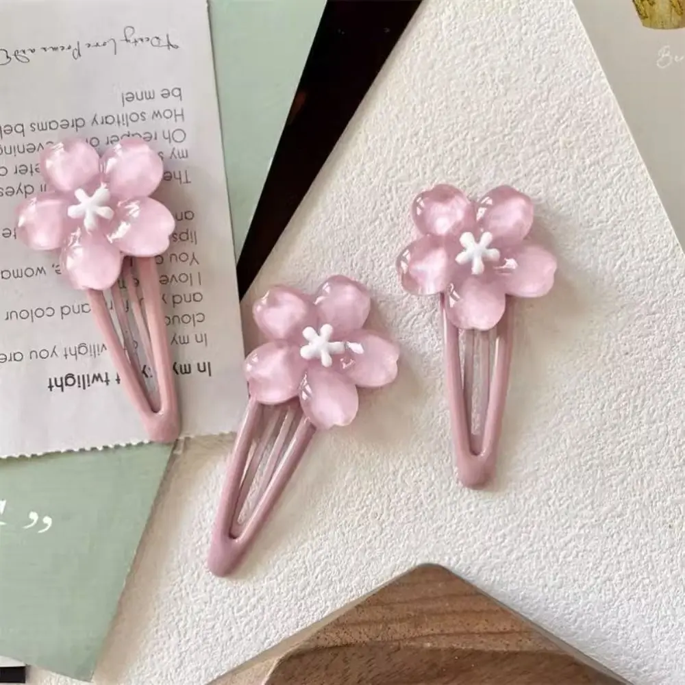 Pince à cheveux fleur rose pour enfants, épingle à cheveux Sakura, ornements de cheveux vintage, barrettes douces