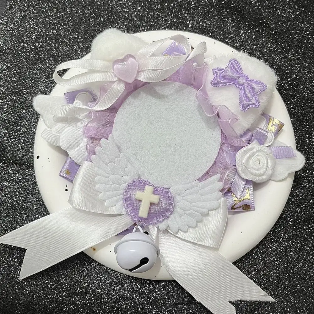 Plush Ear Anime Badge Display Base with Wings Lacework Anime Itabag Display Holder Handmade Ribbon Badge Display Base Decoration