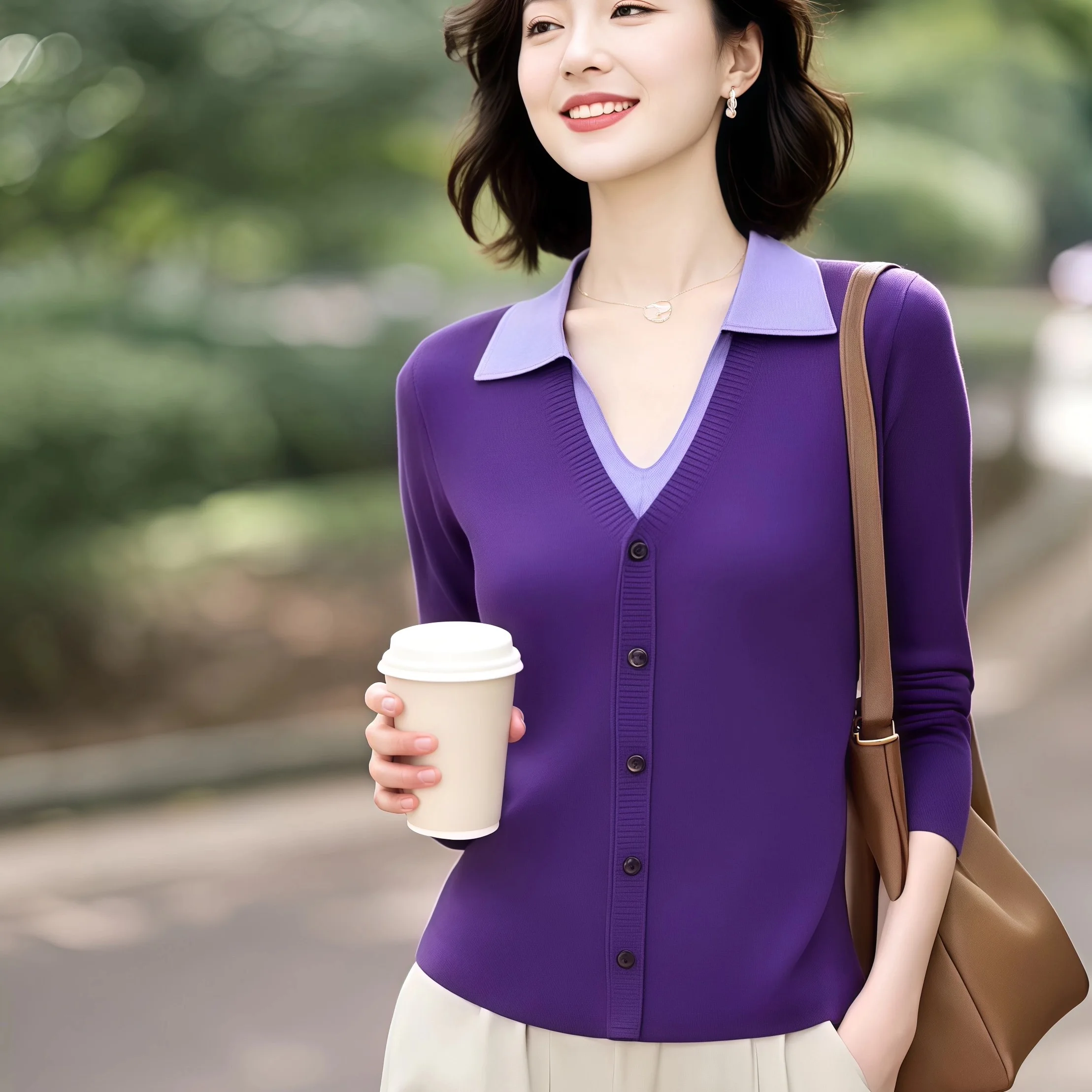 Faionable Knitted Apparels Fake Two-Piece Patchwork Color Blo Top Women's Premium Sweater Autumn Season Woolen 00%