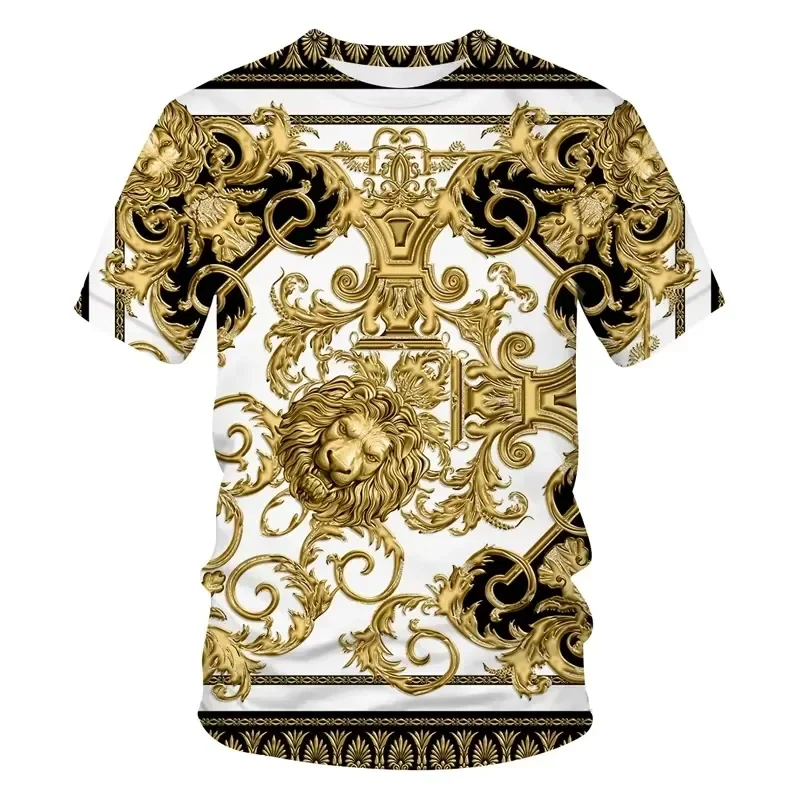 2026 New Yellow Crown Printed Men's Summer T-Shirt for Streetwear and Harajuku Style Comfortable Plus Size Round Neck Short