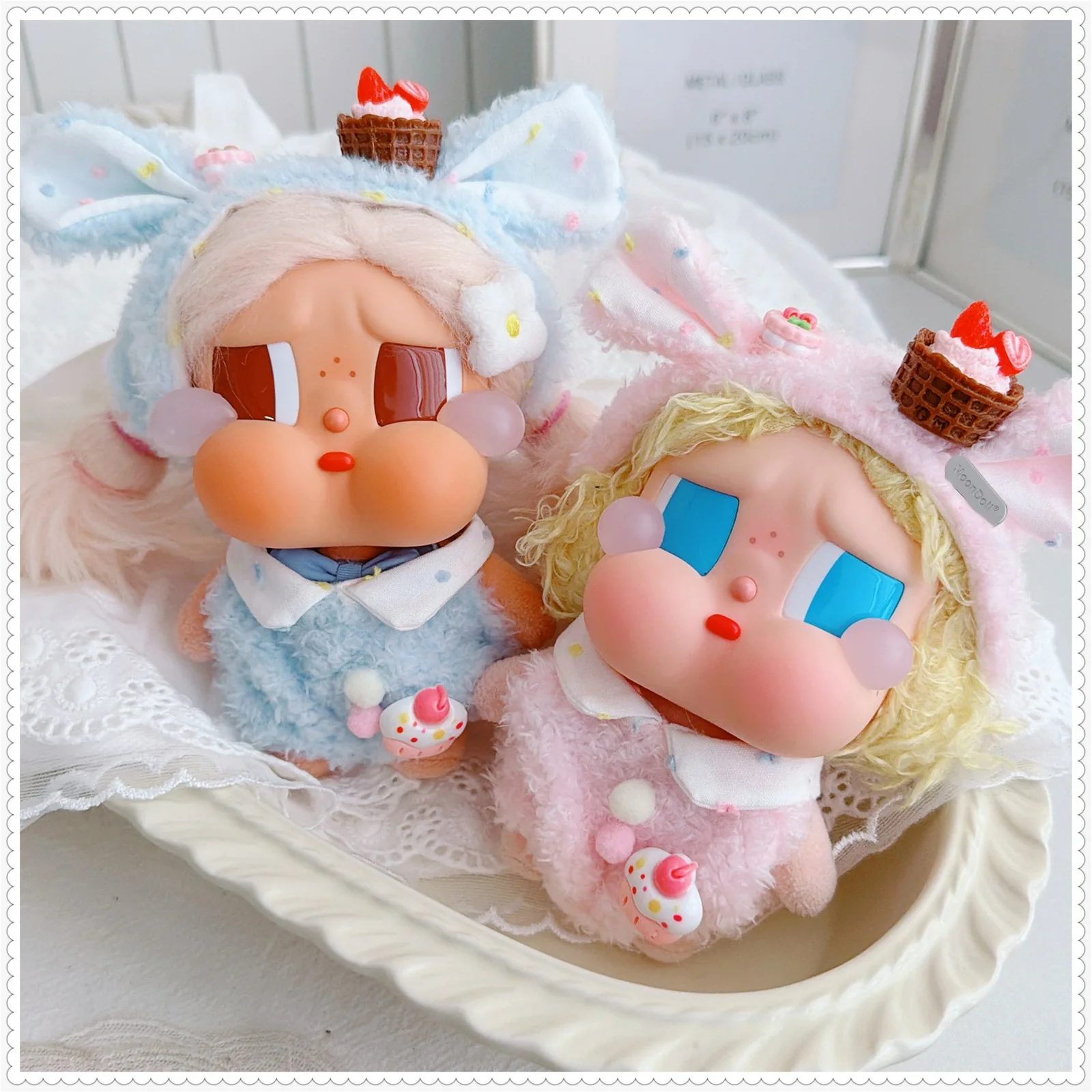 

10-17 см милая мини-кукла-идол, одежда Kawaii, розовый, синий кролик, набор торта, плюшевая кукла, аксессуары, игрушки для девочек, фанаты, подарки