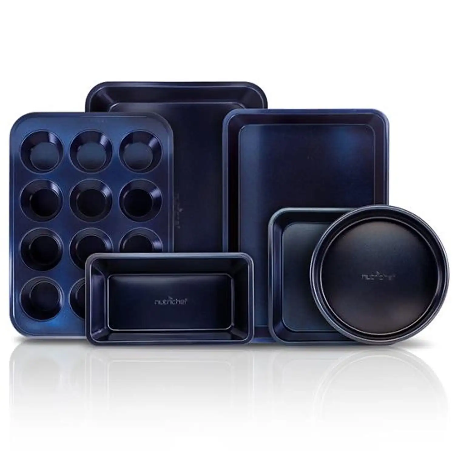 

6 Piece Non Stick Kitchen Oven Carbon Steel Baking Pans, Blue
