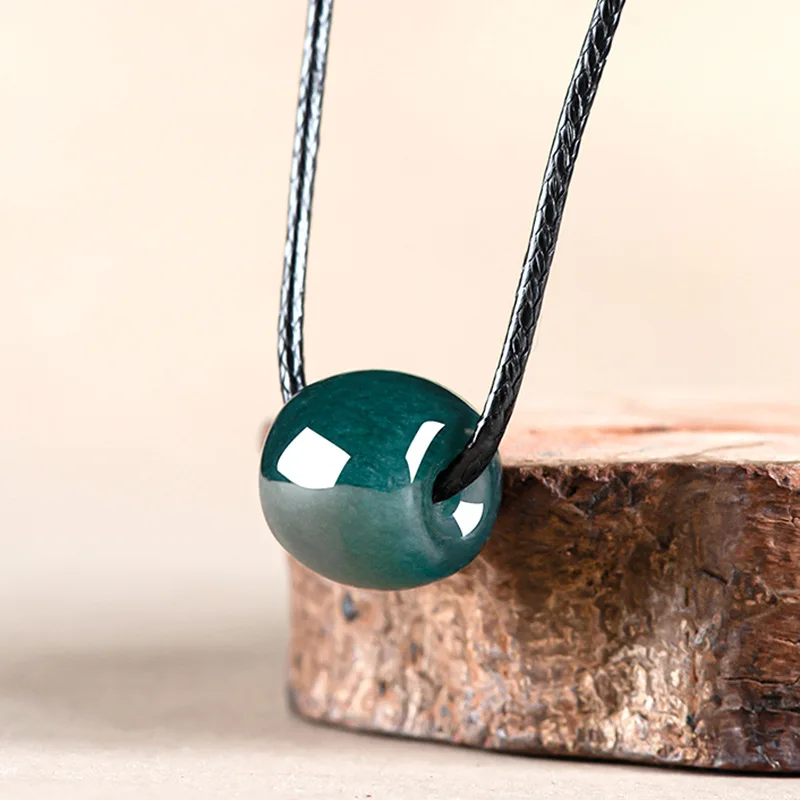 Natural A-grade Jade Deep Blue Water Carved Road Pendant Ice Jadeite Bucket Bead Women\'s Jewelry Pendant Wholesale Drop Shipping