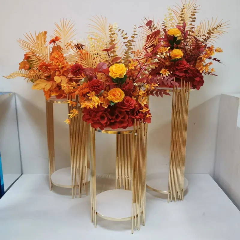 3-teiliges Set aus goldenen Metallzylinderständern, vertikaler Rohrsockel für Bodendekoration bei Hochzeiten, Partys, Dessert- und Blumendekorationen – Detail 13