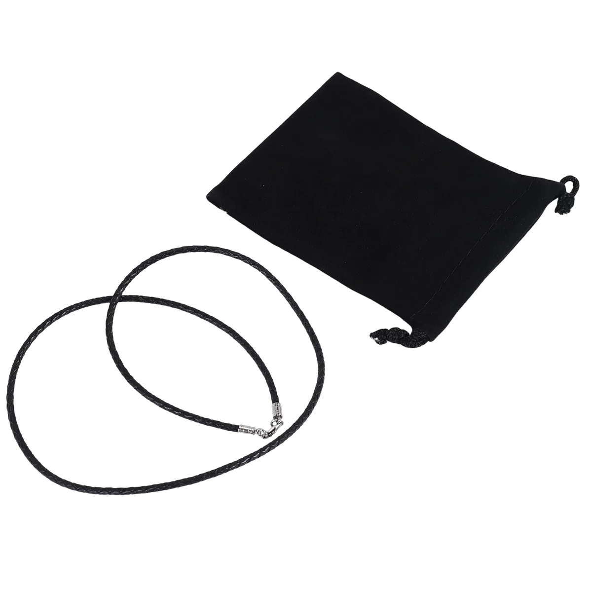 ABMO Jewelry Men's Necklace - 3mm Cord - Leather - Stainless Steel - for Men - Color Black Silver - With Gift Bag - 60cm