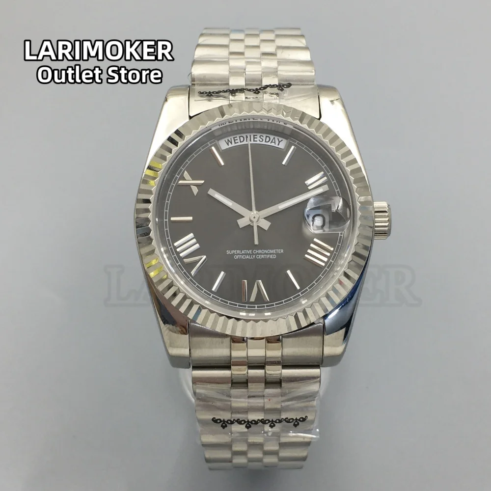 

LARIMOKER Miyota8285 Автоматические механические мужские часы с механизмом 36 мм/39 мм Серый циферблат Сапфировое стекло Дата Водонепроницаемые наручные часы