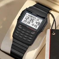 Reloj con correa de acero de lujo para hombre, reloj con calculadora, reloj LED multifunción, estilo ordenador, modelo superventas