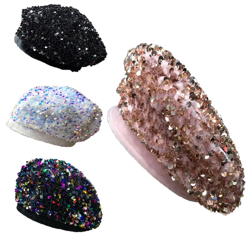 Sequin Beret Casual Fashion Painter Hat Retro Winter and Autumn Women Octagonal Hat