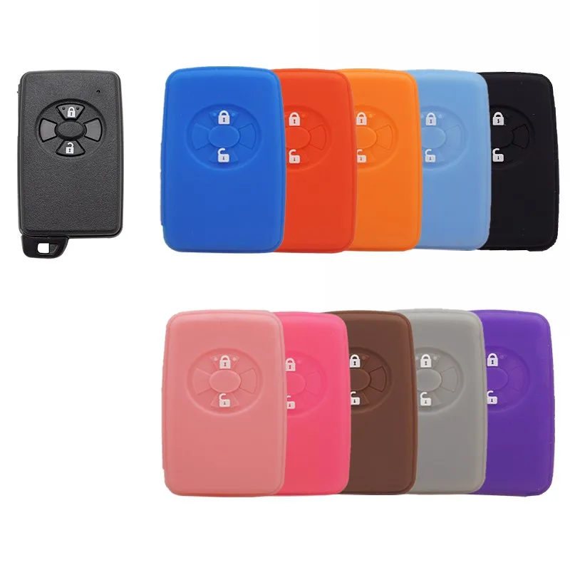 Xinyuexin Silicone Car Key Cover Case for Toyota Camry Avalon Smart Remote Key Fob Jacket Wallet Holder Bag Protector 2 Buttons