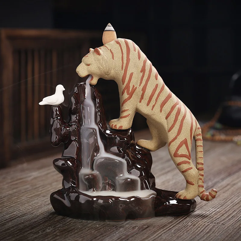 

Creative Ornaments Tiger Censer Backflow Incense Burner Waterfall Incense Cones Censer Decoration