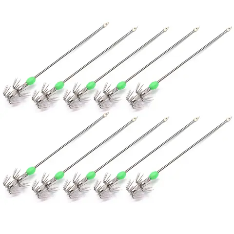10pcs Double-Layer Umbrella Squid Hooks Stainless Steel Hook Fishing Accessories