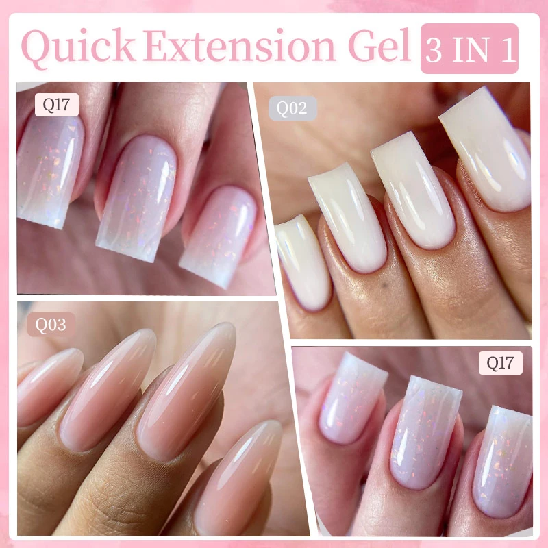 LILYCUTE 7ml Quick Extension Nail Polish Jelly Light Colors Transparent Milk White Pink Gel Quick Building Nail Art Gel Var view 5