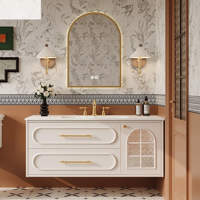 

*/-Bathroom Cabinet Combination Toilet Oak Washbasin Washbasin Ceramic Integrated Basin Light Luxury Washstand