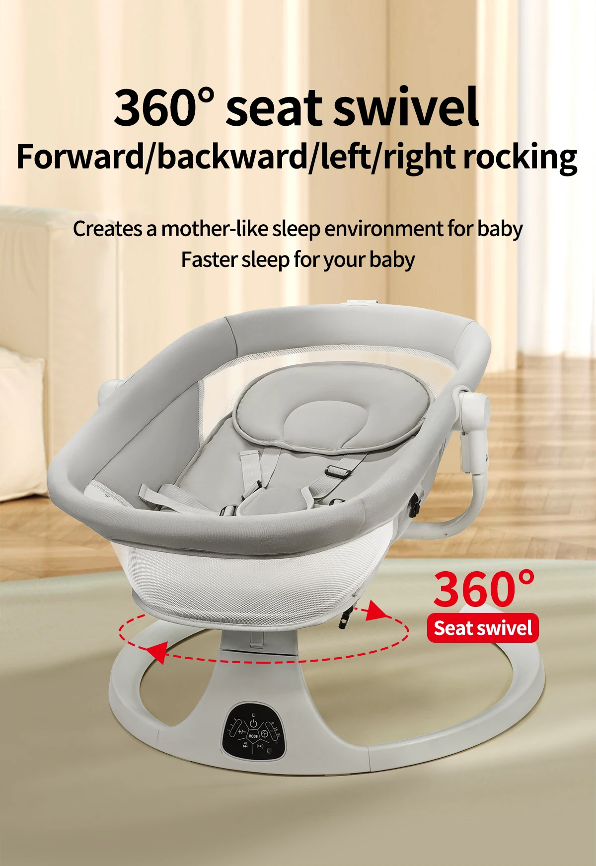 2026 New Factory Christmas Gifts 5 in 1 Baby Rocking Chair Baby Swings Remove Control Infant Portable Folding Baby Rocking Bed