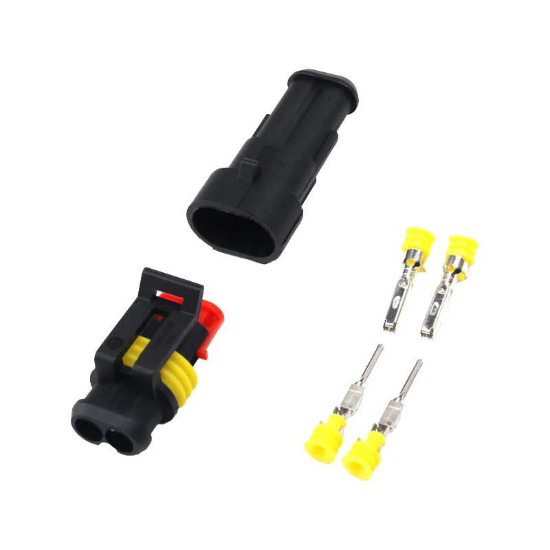 10 Kit 2 Pin Way Waterproof Electrical Wire Connector Plug 1.5mm Terminals 2Pin HID Plug Auto Xenon lamp Plug Connectors