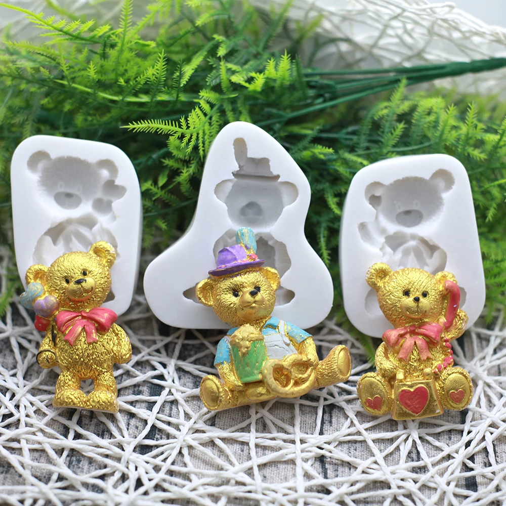 3d Bear Silicone Mold Fondant Cake Chocolate Candy Baking Sugar Craft Pastry Baking Mould Birthday wedding Decoration Tools