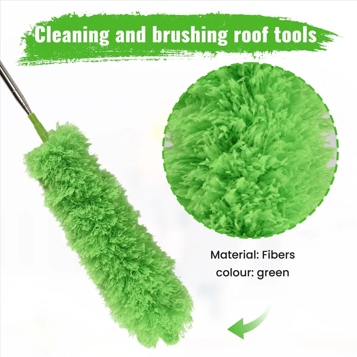 

T33C Gutter Cleaning Brush Roofing Tool with Telescopic Extendable Pole 8.2Ft Guard Cleaner Tool Easy Remove Leave, green
