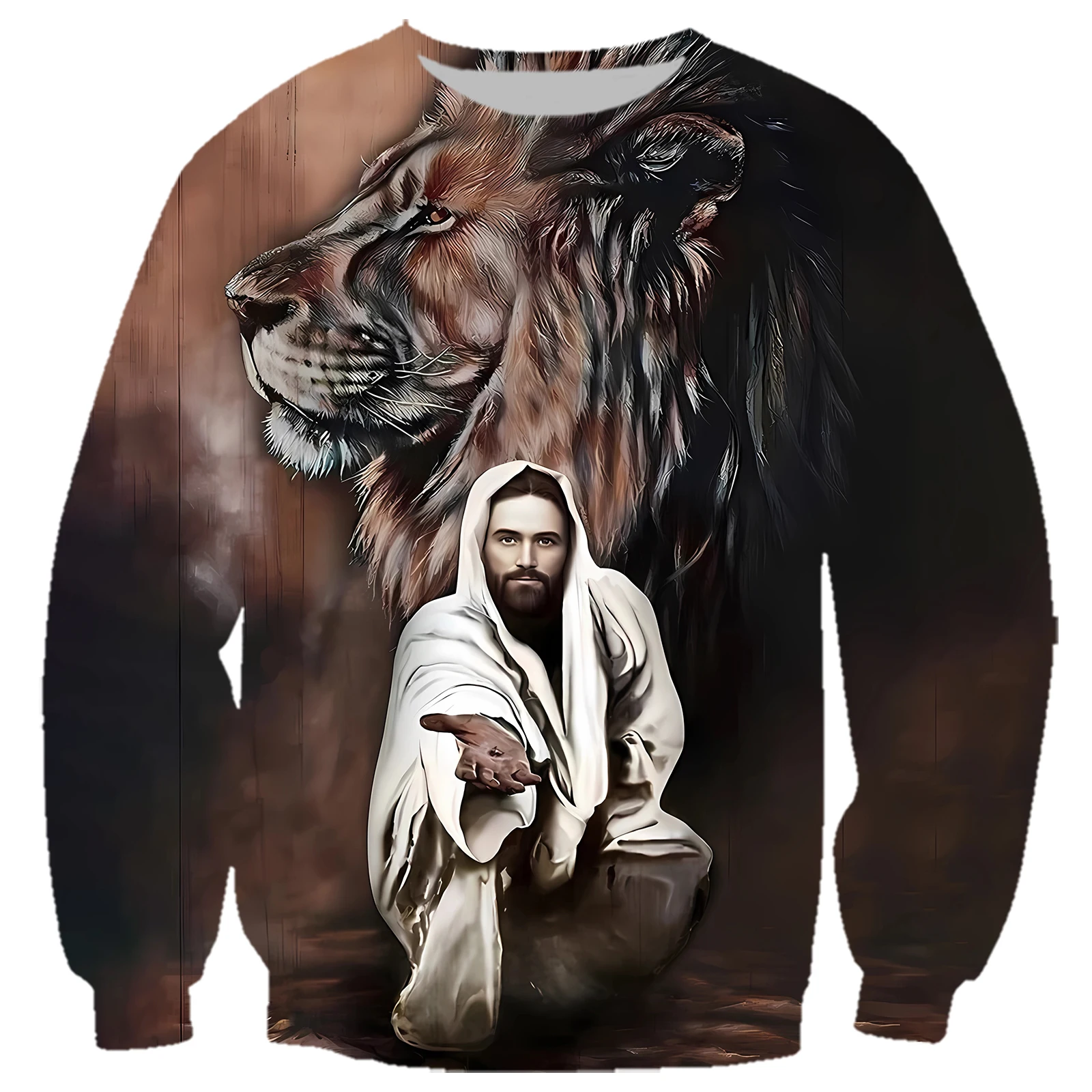 HX Jesus Hoodies Christ Lion 3D Printed Sweatshirt Zip Up Hoodie Fashion Sportwear Christian Believers Gifts Dropshipping