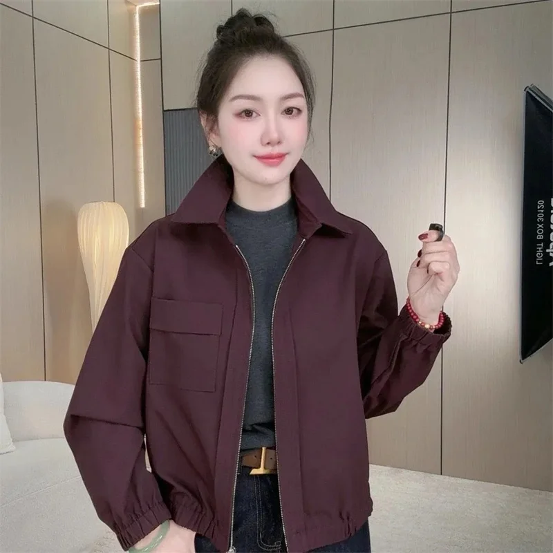 النمط الغربي معطف الأم المرأة ربيع الخريف 2025 جديد سترة غير رسمية موضة قصيرة أبلى فضفاضة تنوعا ملابس علوية الإناث #3