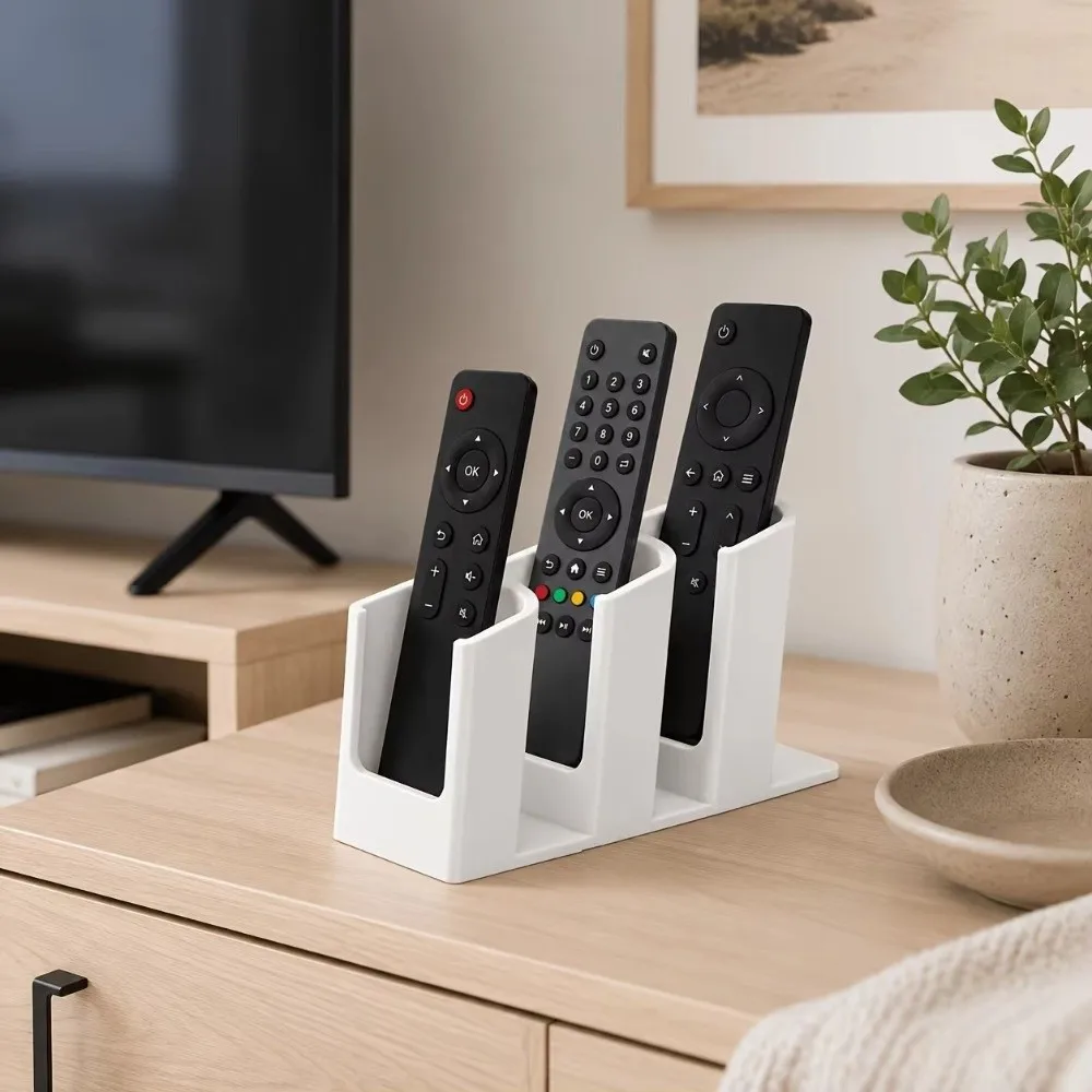 Portable 3-Slot Remote Control Organizer Plastic TV Remote Control Holder Storage Box For Convenient TV, AC, and Set-Top Box