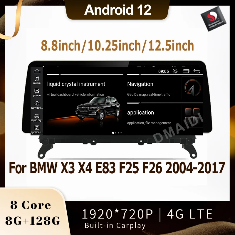 

Android 12 8G+128G Car Multimedia Player GPS Navigation For BMW X3 F25 X4 F26 E83 2011-2020 Radio Stereo CarPlay