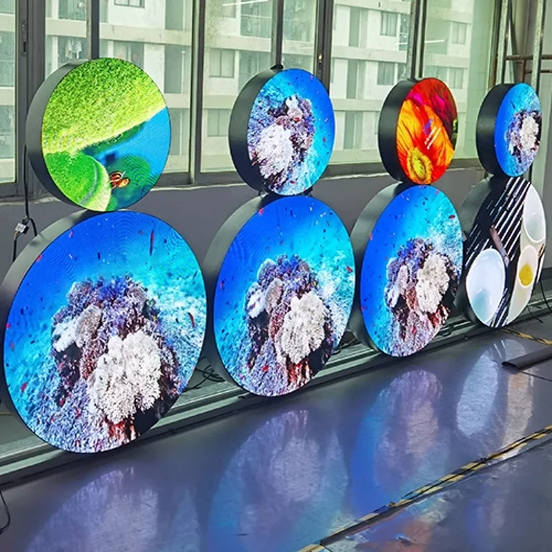 Écran d'affichage vidéo LED rond d'intérieur gris élevé P2.5, écran d'affichage rond plat simple face pour mur LED