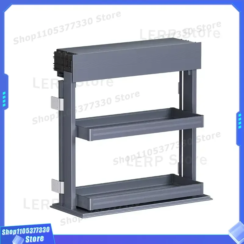 Modern Stainless Steel Kitchen Cabinet Pull Out Basket Large Capacity Seasoning Storage Rack Induction Lift Drop System