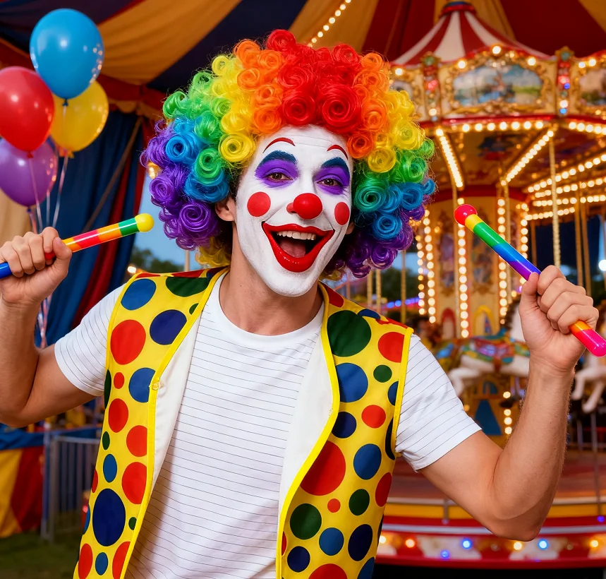 PESENAR Costume de Clown ensemble de perruque avec nœud papillon accessoires de déguisement de Clown nez et gilet pour fournitures de fête Cosplay