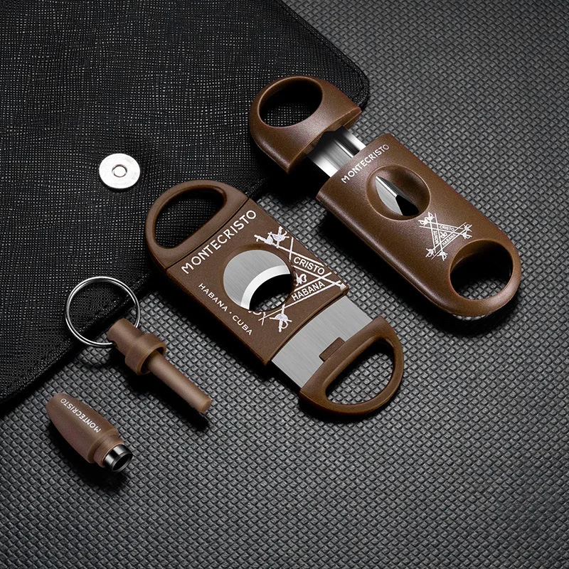 3pcs Cigar Cutter Set V-Cut Flat Cutter Punch Sharp Cigar Scissors Guillotine Travel Outdoor Cigar Accessories