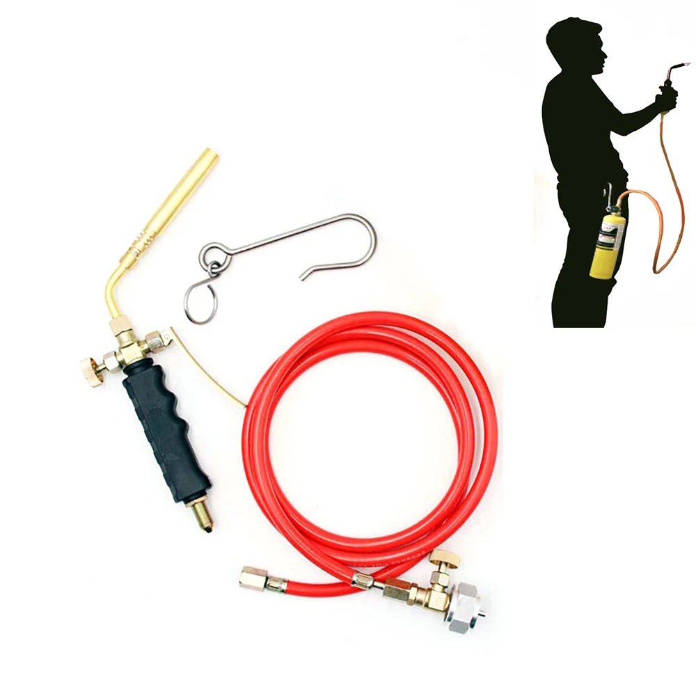 Propane Butane Gas Welding Torch Head with 1.6m Self-closing Hose with Control Valve for Brazing Soldering Welding Heating