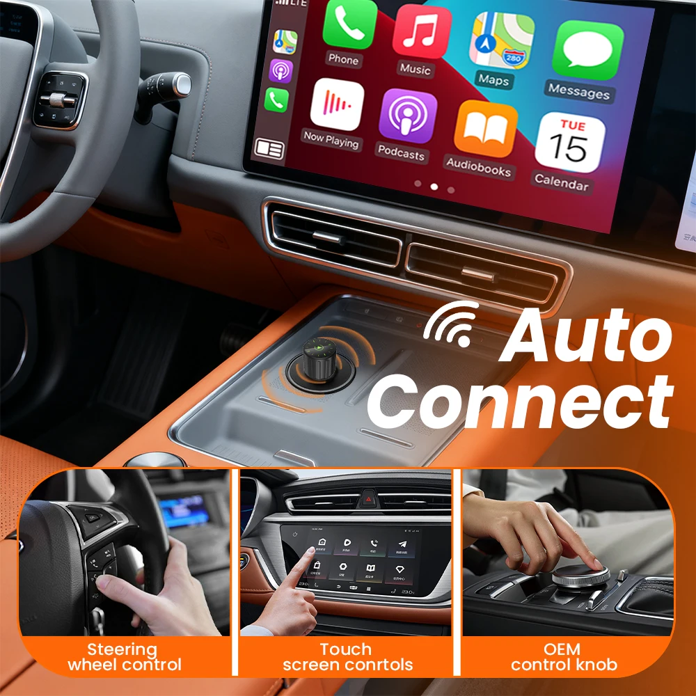 Pionray 2-in-1 Wireless CarPlay & Android Auto Adapter – AI Smart Box for All Cars – Universal Compatibility with Seamless Wirel