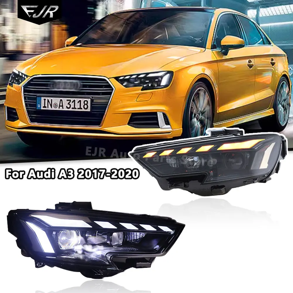 For Audi A3 Headlight 2017-2020 LED Projector Headlights Dynamic DRL Sequential Turn Siganl Car Light Accessories