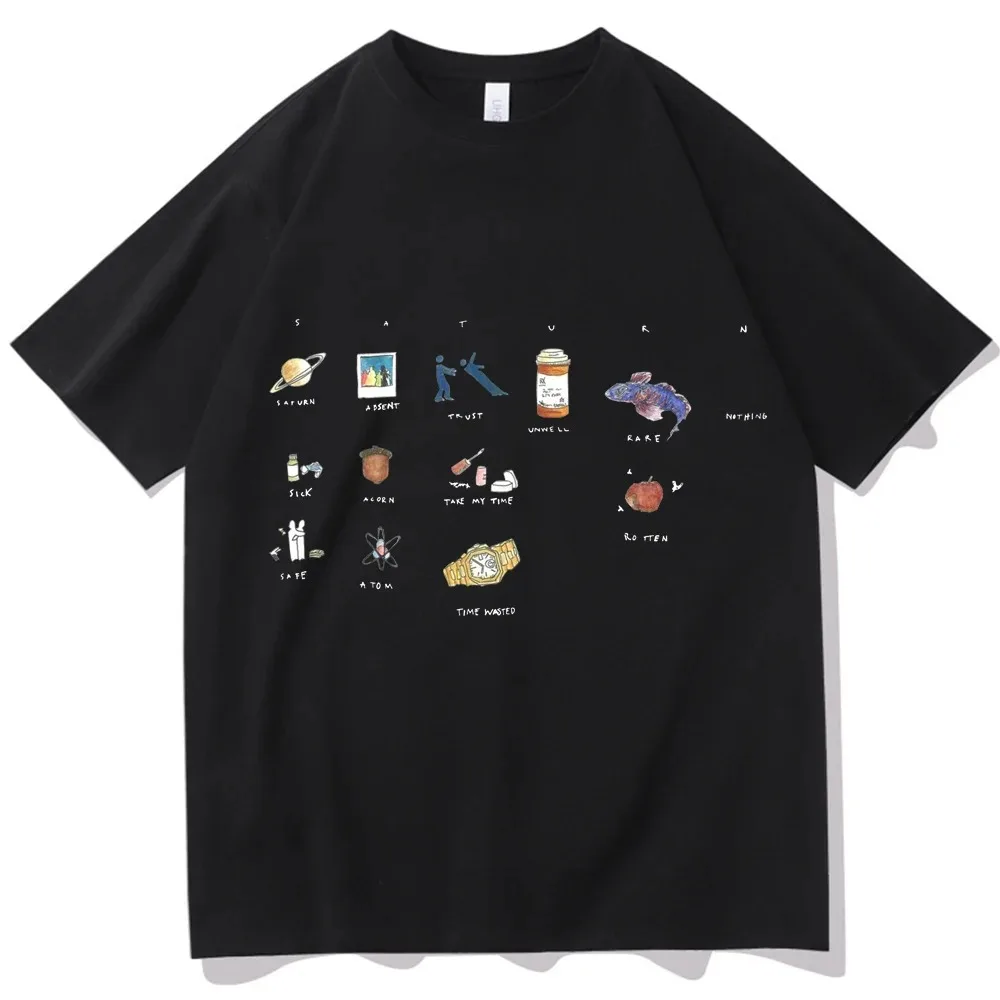 2024 Sza Saturn T-Shirts Unisex Harajuku O-Neck Short Sleeve Shirts Fans Gift Summer Cotton Tops Mens Tee Woman Blouse