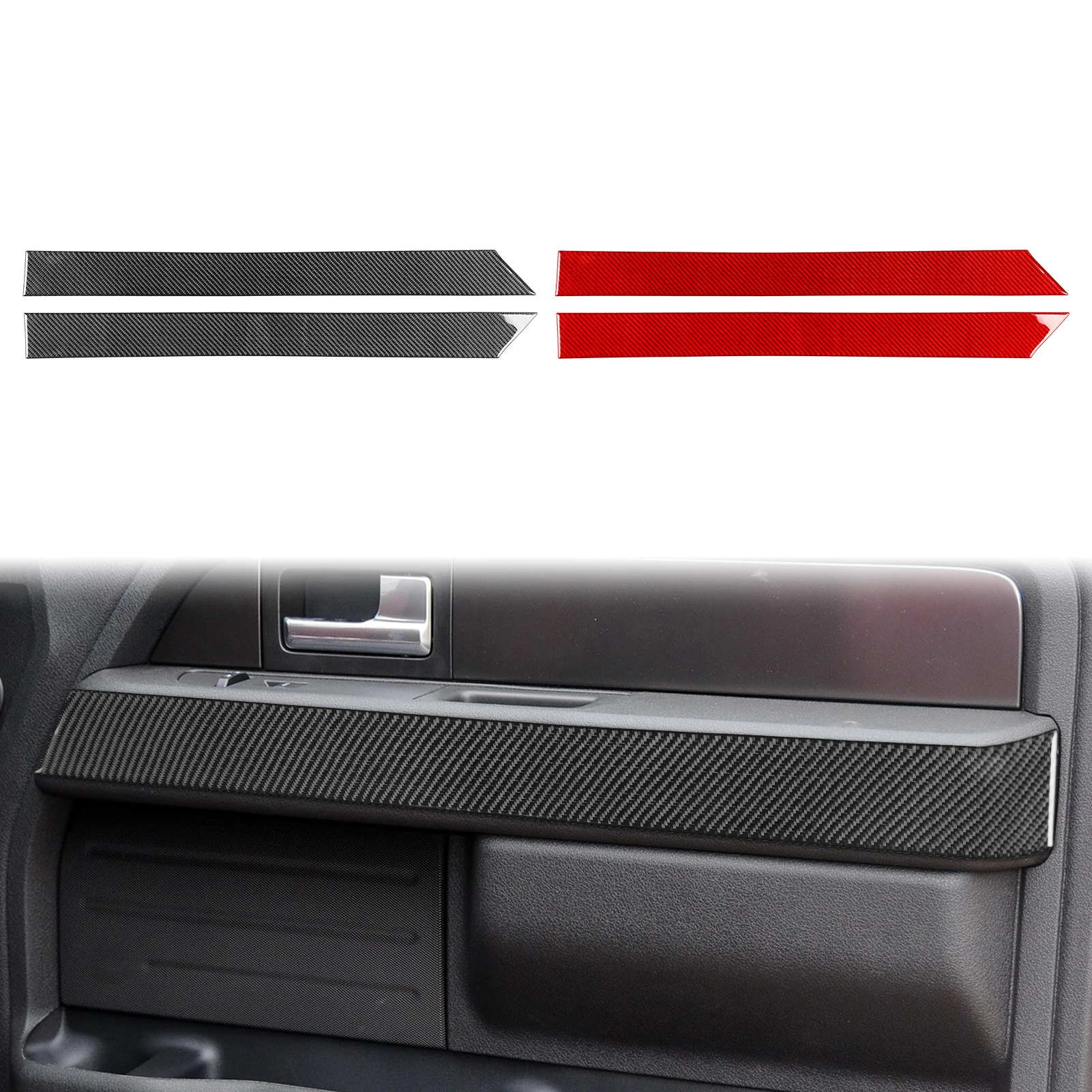 For Ford F-150 Raptor 2009-2014Car Interior Trim Accessories Real Soft Carbon Fiber Stickers Front Door Armrest Side Sticker