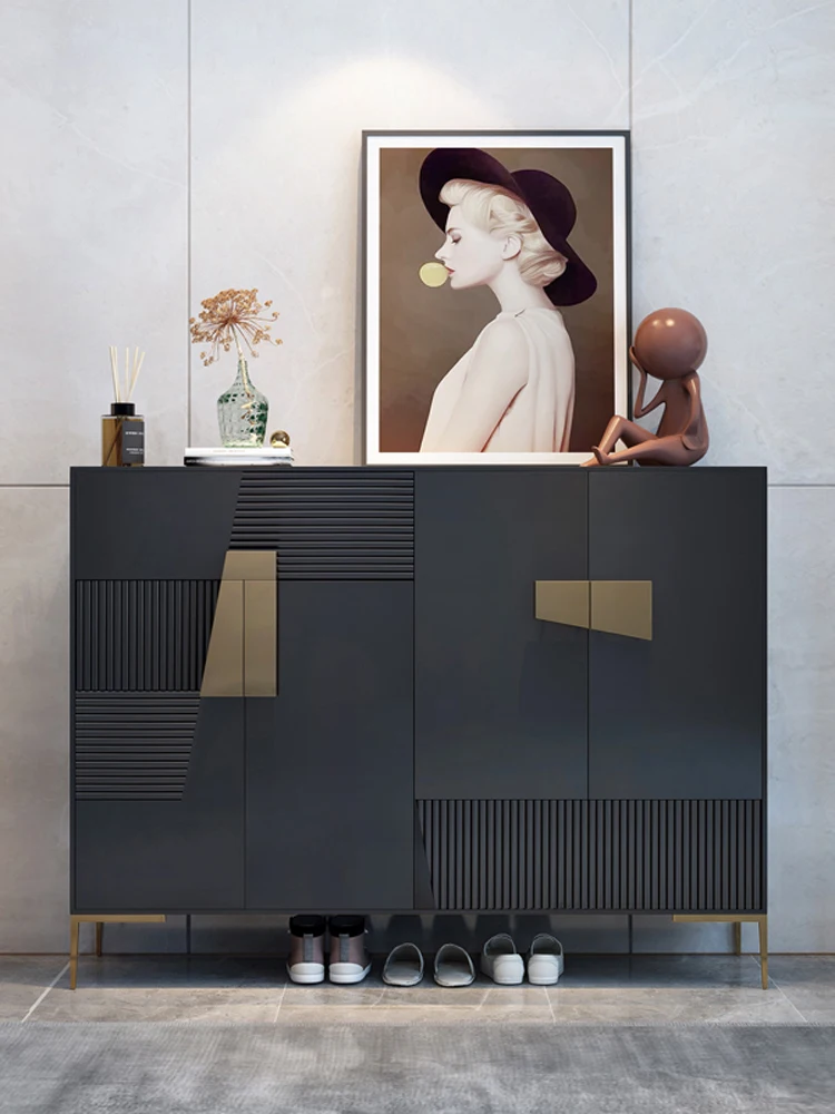 

Italian minimalist solid wood light luxury entrance cabinet