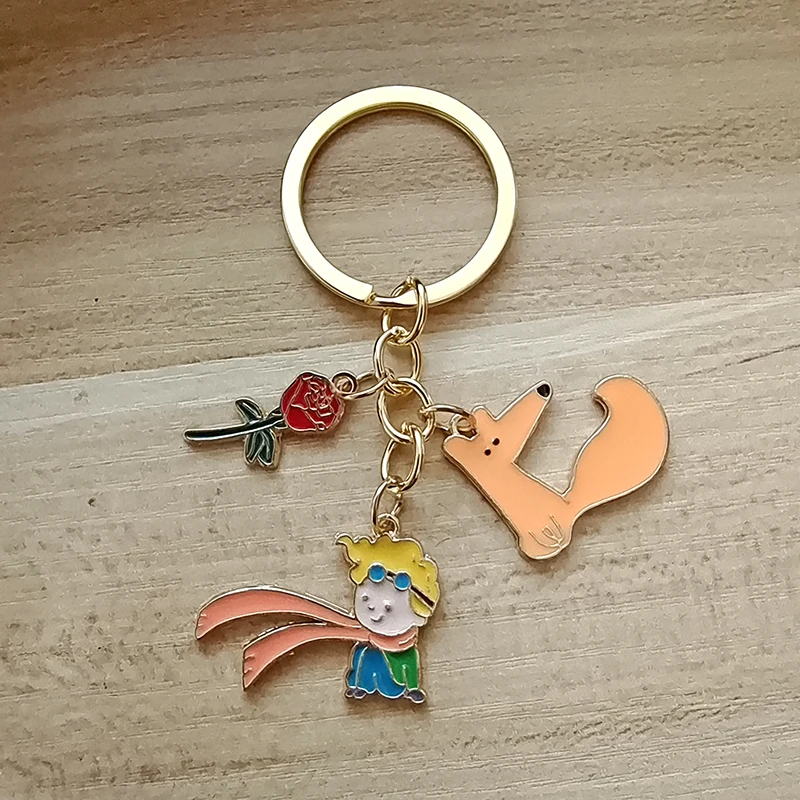 Fashion Metal Keychain Little Prince Keychain Cute Pendants For Clothes Backpack Keyring Chains Charm Gift