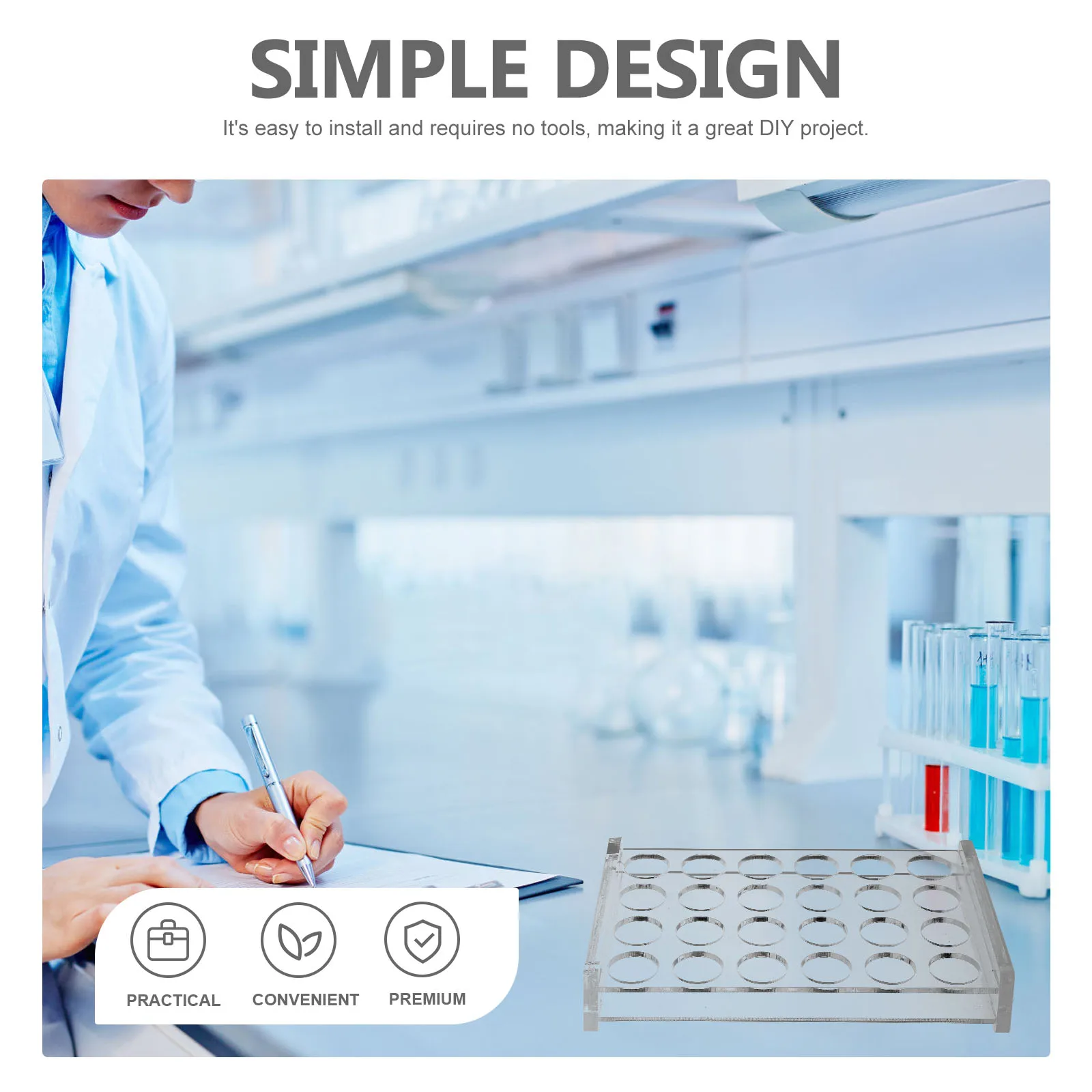 

Test Tubes Vial Holder Laboratory for Chemistry Stand Display Storage Rack Multifunctional
