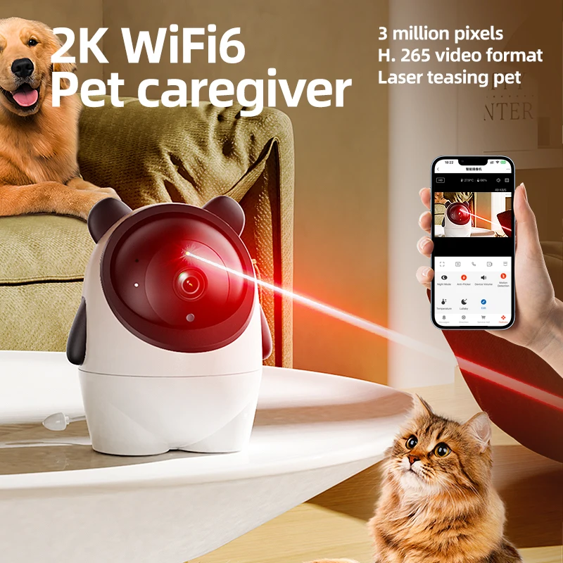 

Danmini Smart Pet Monitor 3 Million HD 120 ° Wide-angle Camera APP Control With Laser Teasing Pet Temperature Detection Monitors