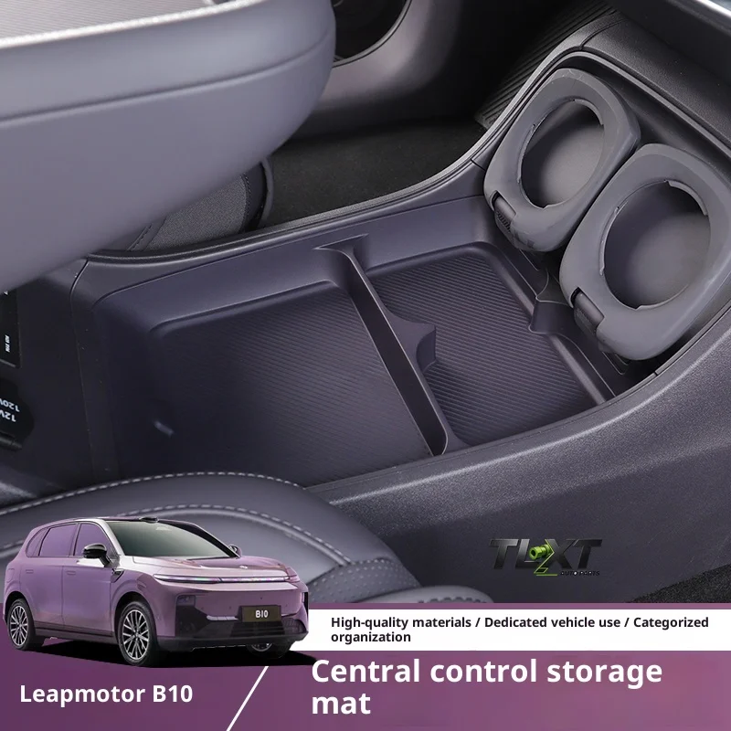 TLXT For Leapmotor B10 Armrest Center Console Lower Storage Box Double-Layer Organizer Box Silicone Pad Car Modification Interio
